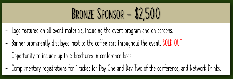 2025 Conference Sponsorship Opportunities - Bronze SOLD