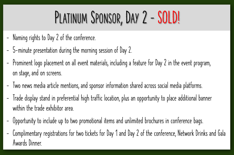 2025 Conference Sponsorship Opportunities - Platinum - Day 2 SOLD